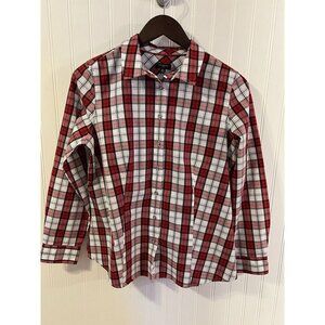 Talbots Women’s Petite Blouse Red Plaid Size 10P Casual, Work, Going Out